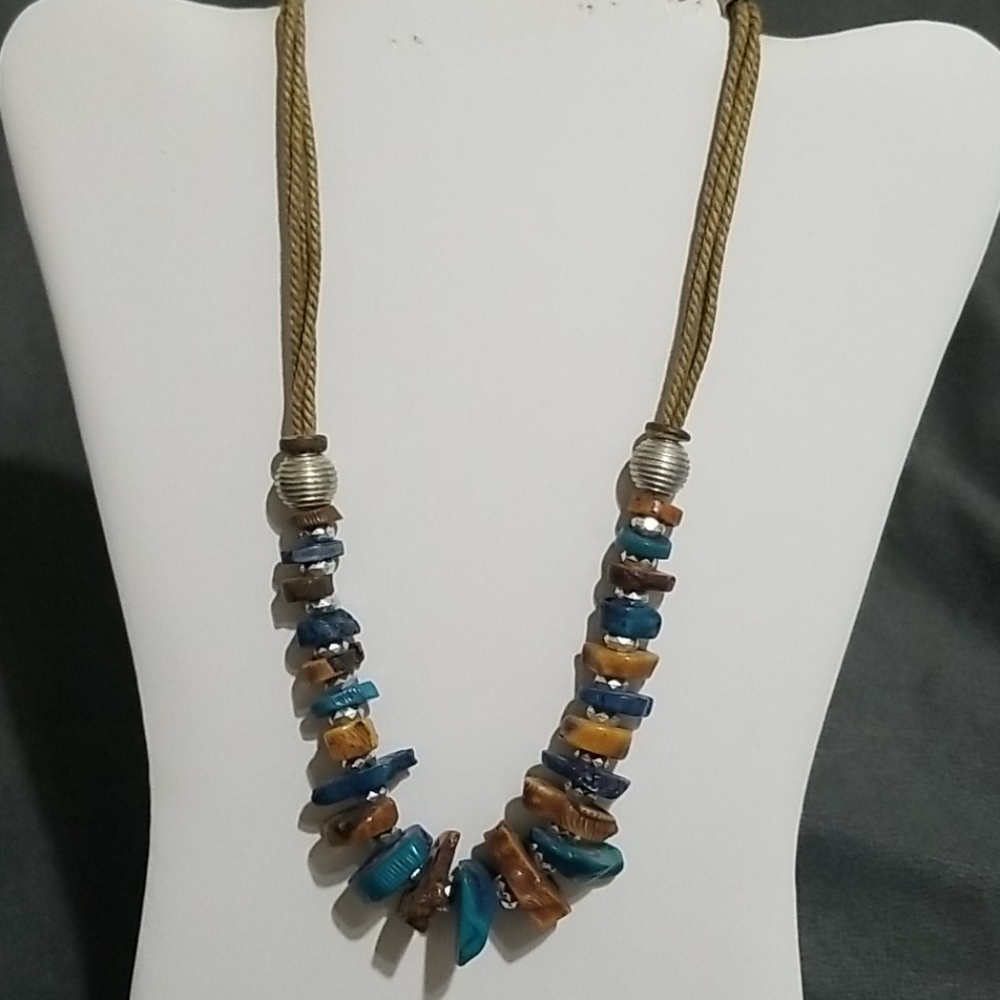 Blue and Brown Beaded Necklace